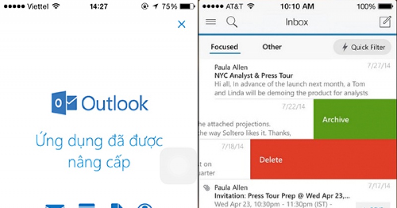 Microsoft phát hành ứng dụng Outlook cho iOS và Android