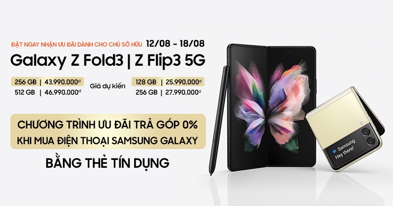 Ưu đãi trả góp 0% khi mua điện thoại Samsung Galaxy bằng thẻ tín dụng