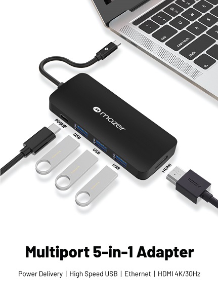 Bộ chia cổng Mazer Type-C Multiport 5in1 (UC2MULTI4050)
