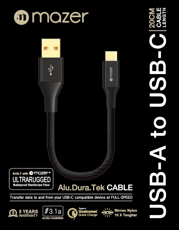 Cáp Mazer Alu.Dura.Tek USB-A to C (KS-AC123) 20cm