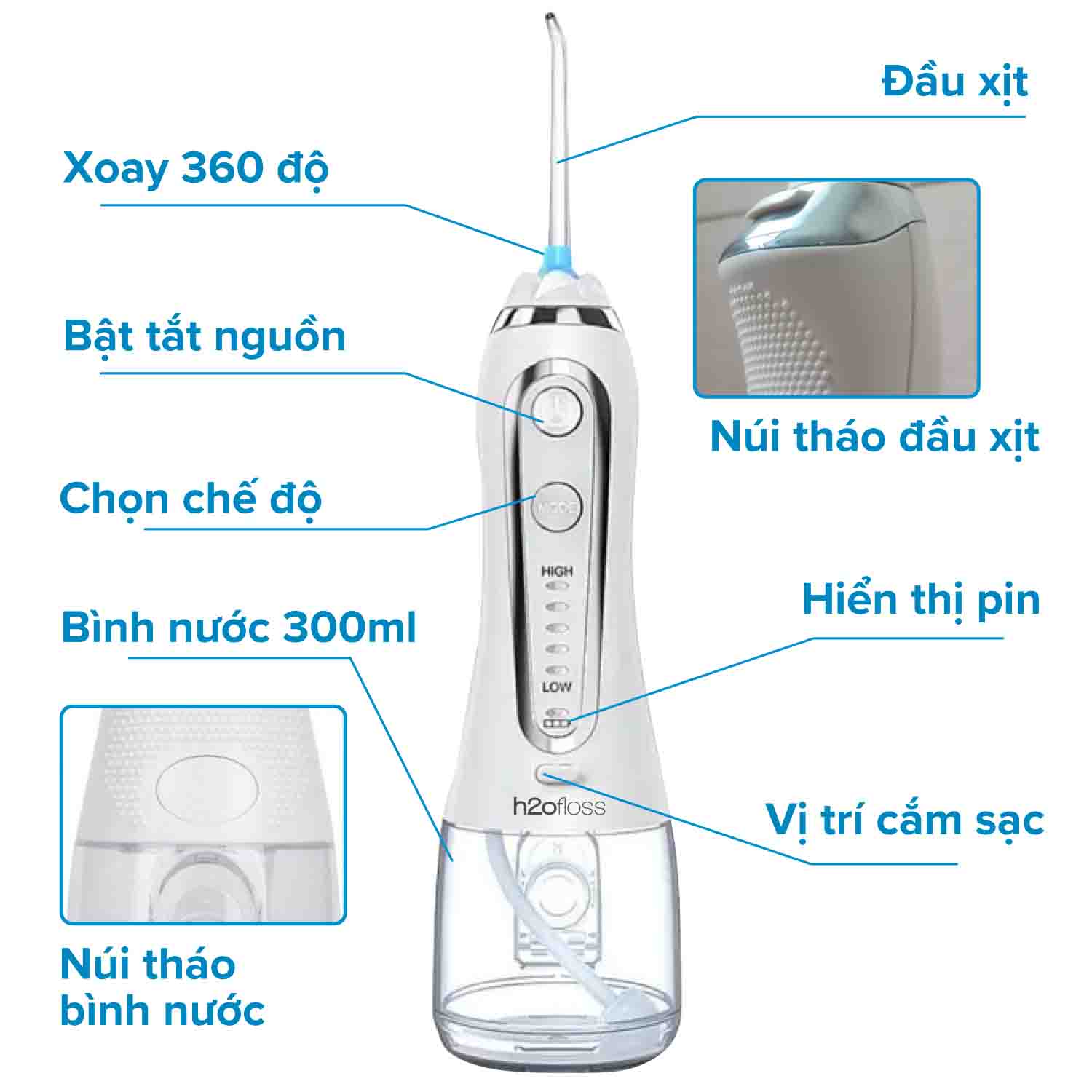 Máy tăm nước H2OFloss HF-9P 