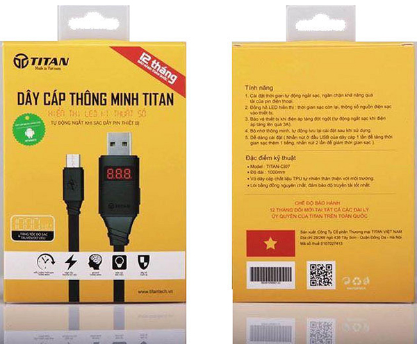 Cáp TITAN thông minh Micro tự ngắt CA08 (1m)