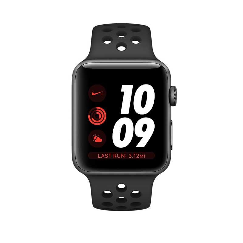 Apple Watch Series 3 Cellular 42mm Gray Aluminum Case with Anthracite/Black Nike Sport Band MQLD2