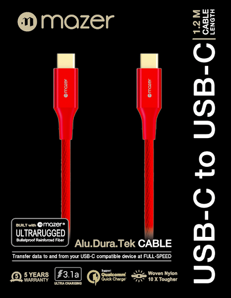 Cáp Mazer Alu.Dura.Tek USB-C to C (UC-C12) 1m2